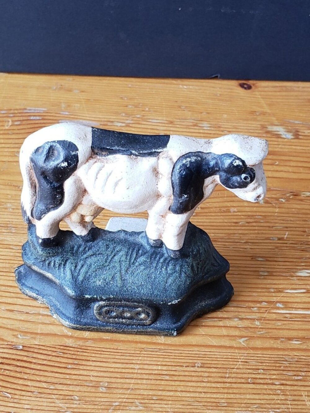 Vintage Cast Iron Small Door-stop Holstein or Friesen Cow 3 1/2" wide by 3" high